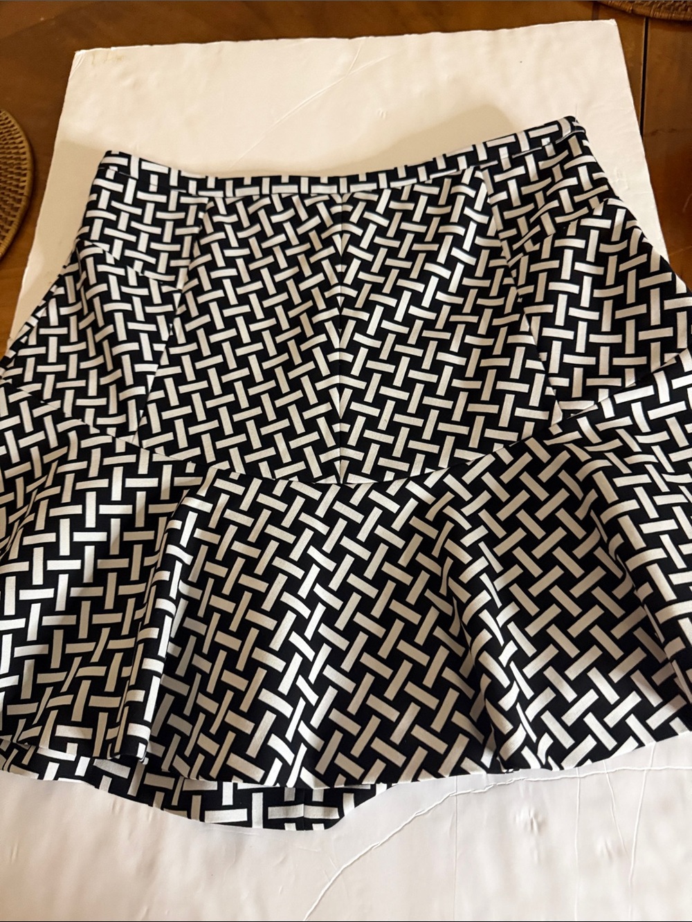 Diane Von Furstenberg Black and White Geometric Skater Skirt